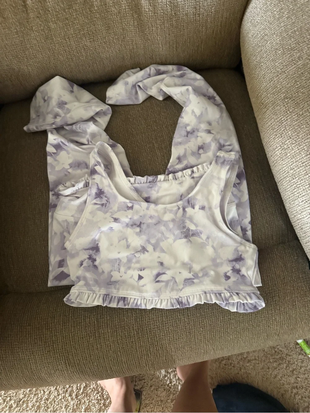 Yogalicious Lavender Tie-Dye Ruffle Sports Bra & Shorts Set